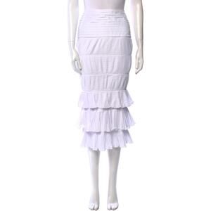 Johanna Ortiz Ruffle Embellishment Midi Length Skirt - S White